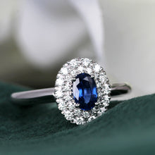 Load image into Gallery viewer, Rocks Sapphire &amp; Diamond Double Halo Ring