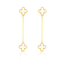 Load image into Gallery viewer, Double Mother Of Pearl Quatrefoil &amp; Chain Drop Earrings