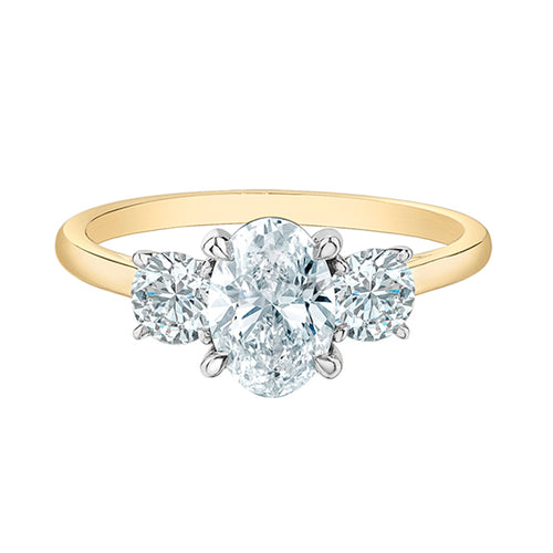 Oval & Round Brilliant Three Stone Engagement Ring 1.56ct - Laboratory Grown Diamonds