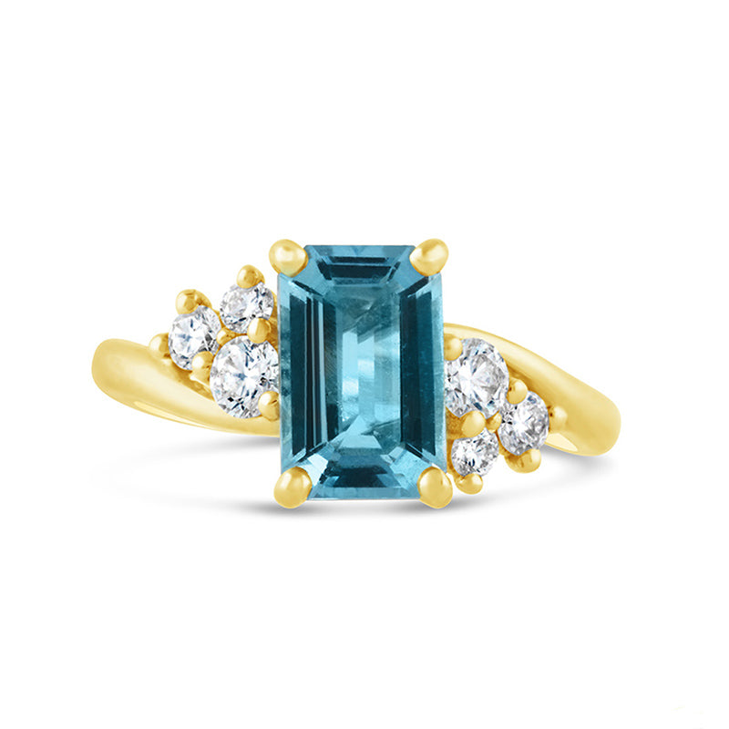Beryl Aquamarine &amp; Diamond Ring
