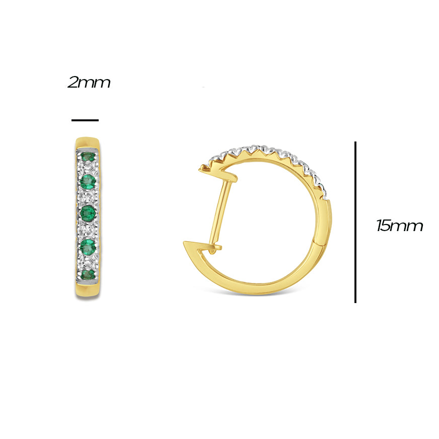 Emerald &amp; Diamond Hoop Earrings