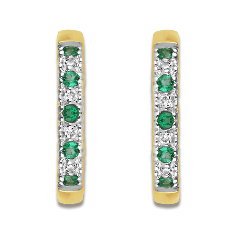 Emerald &amp; Diamond Hoop Earrings