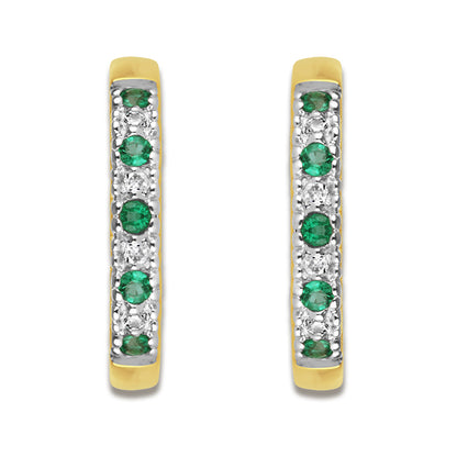 Emerald &amp; Diamond Hoop Earrings