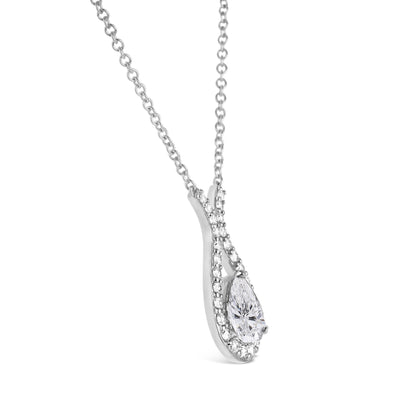 Teardrop Diamond Halo Necklace