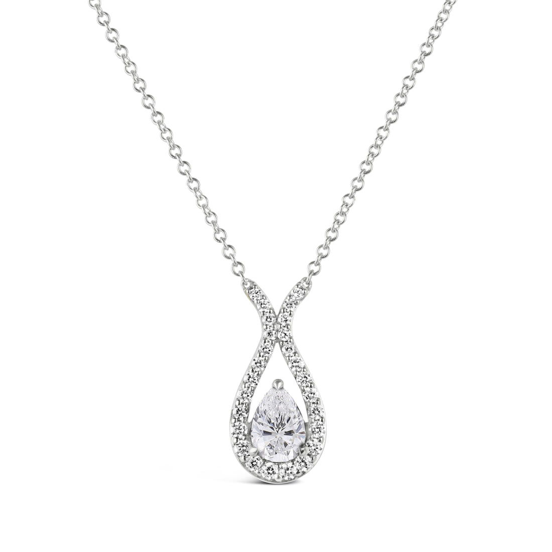 Teardrop Diamond Halo Necklace