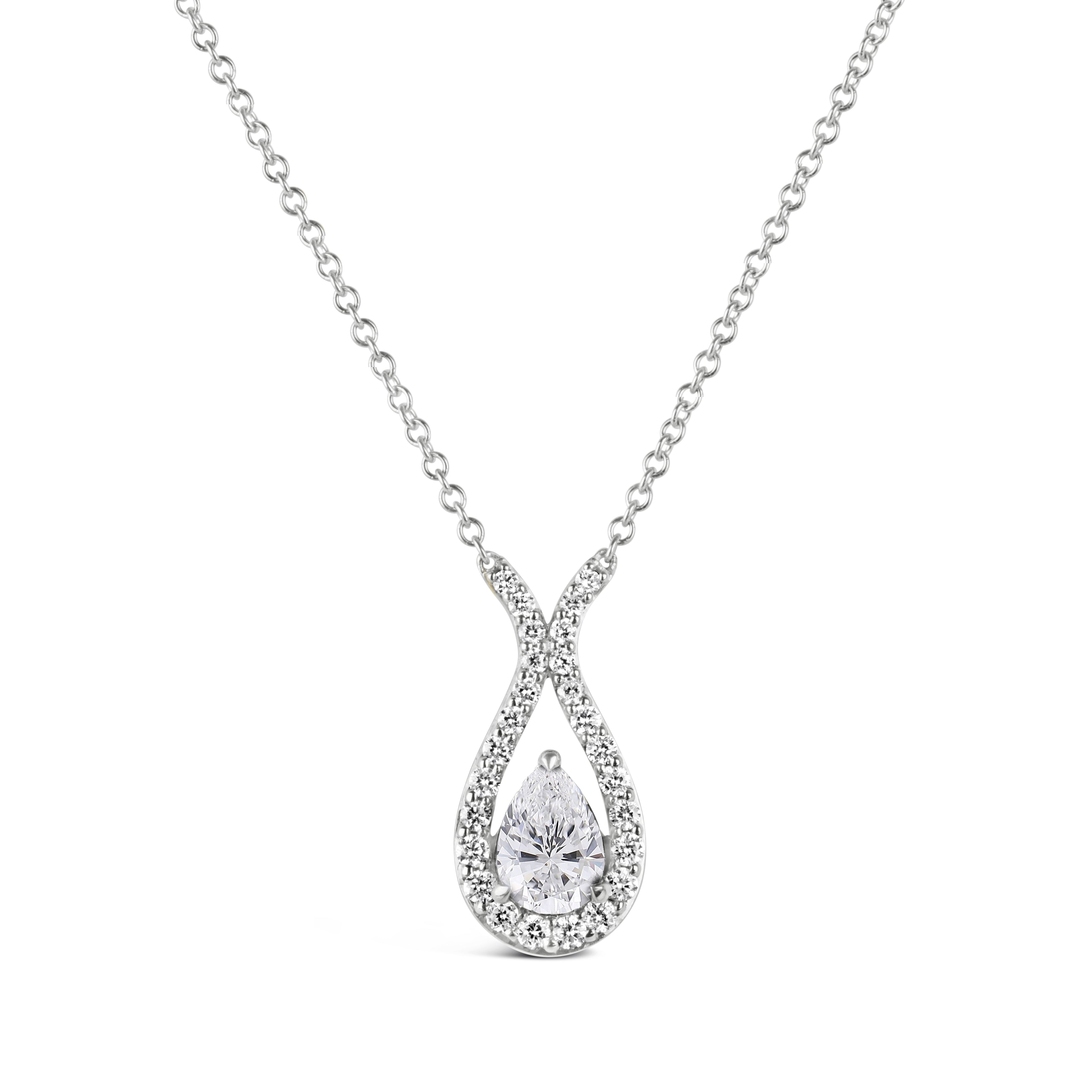 Teardrop Diamond Halo Necklace