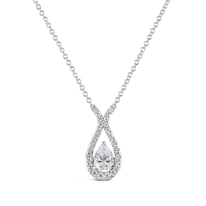 Teardrop Diamond Halo Necklace