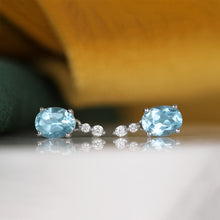 Load image into Gallery viewer, Blue Topaz &amp; Diamond Drop Earrings