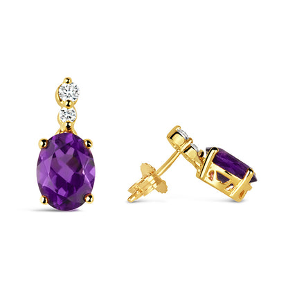 Amethyst &amp; Diamond Drop Earrings