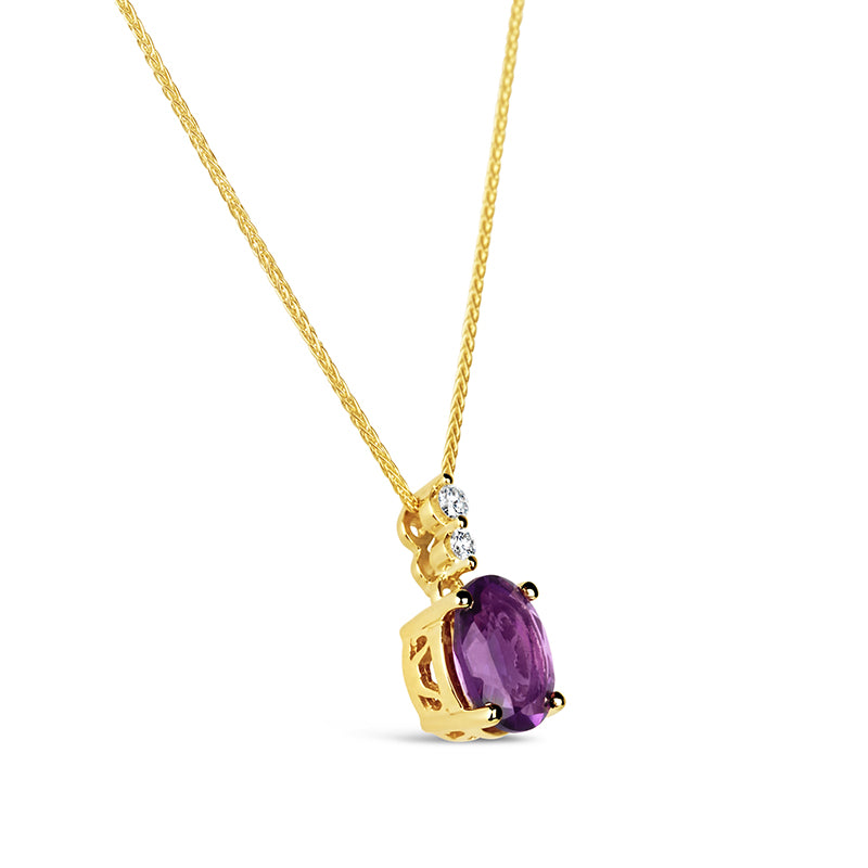 Amethyst &amp; Diamond Solitaire Pendant