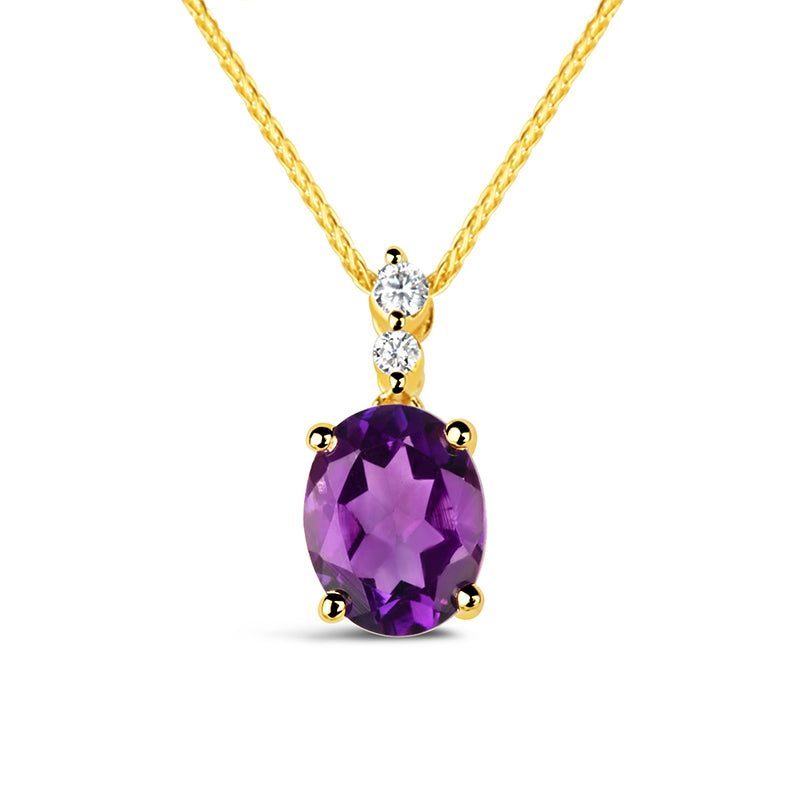 Amethyst &amp; Diamond Solitaire Pendant