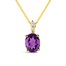 Load image into Gallery viewer, Amethyst &amp; Diamond Solitaire Pendant