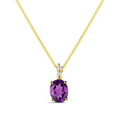 Amethyst &amp; Diamond Solitaire Pendant