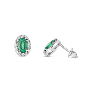 Emerald & Diamond Halo Earrings