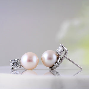 Freshwater Pearl & Diamond Earrings