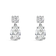 Load image into Gallery viewer, Rocks Double Pear &amp; Round Diamond Drop Earrings