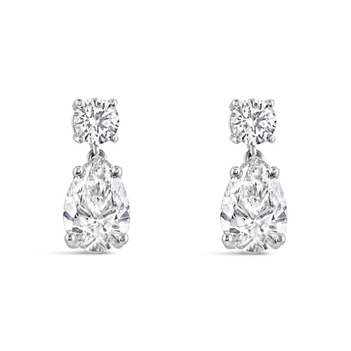Rocks Double Pear & Round Diamond Drop Earrings