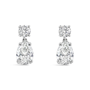 Rocks Double Pear & Round Diamond Drop Earrings