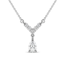 Load image into Gallery viewer, Diamond Wishbone &amp; Pear Solitaire Necklace