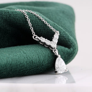 Diamond Wishbone & Pear Solitaire Necklace
