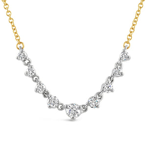 Two Tone Diamond Row & Chain Necklace