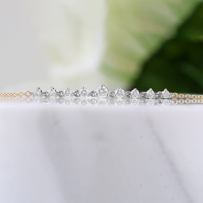 Two Tone Diamond Row &amp; Chain Necklace