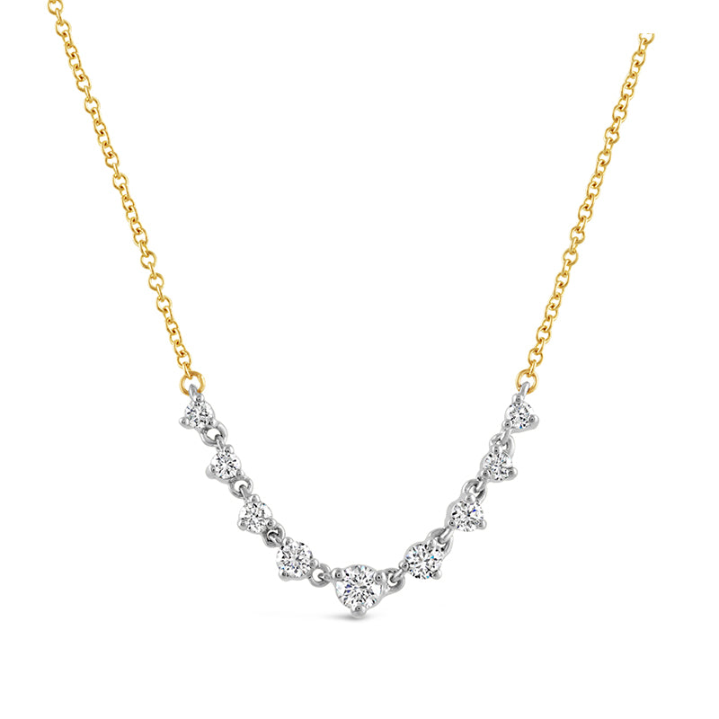 Two Tone Diamond Row &amp; Chain Necklace