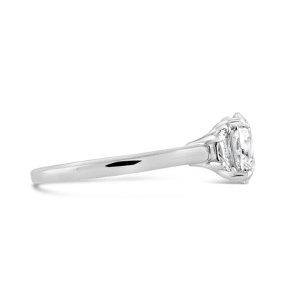 Round &amp; Half Moon Three Stone Engagement Ring 2.45ct