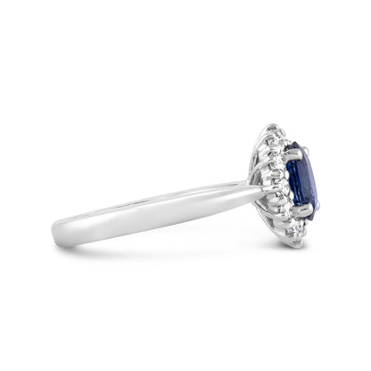 Sapphire &amp; Diamond Cluster Ring