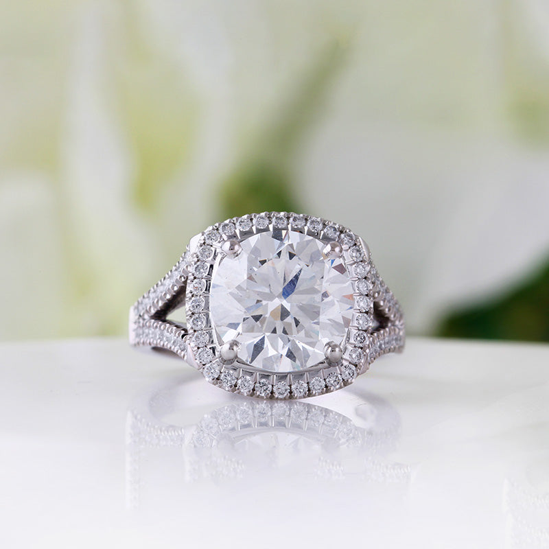 Round Brilliant Halo Engagement Ring 4.86ct