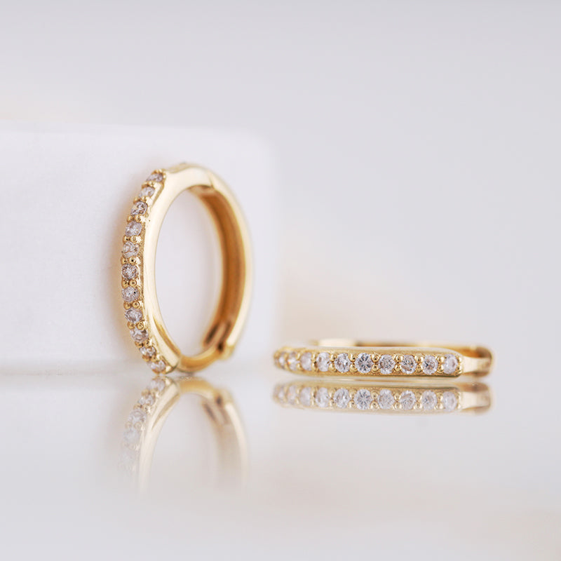 Diamond Hoop Earrings 13mm