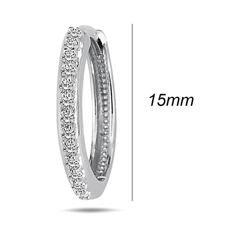 Diamond Hoop Earrings 15mm