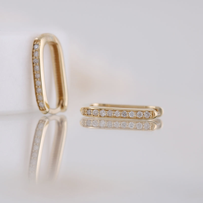 Rectangular Diamond Hoop Earrings