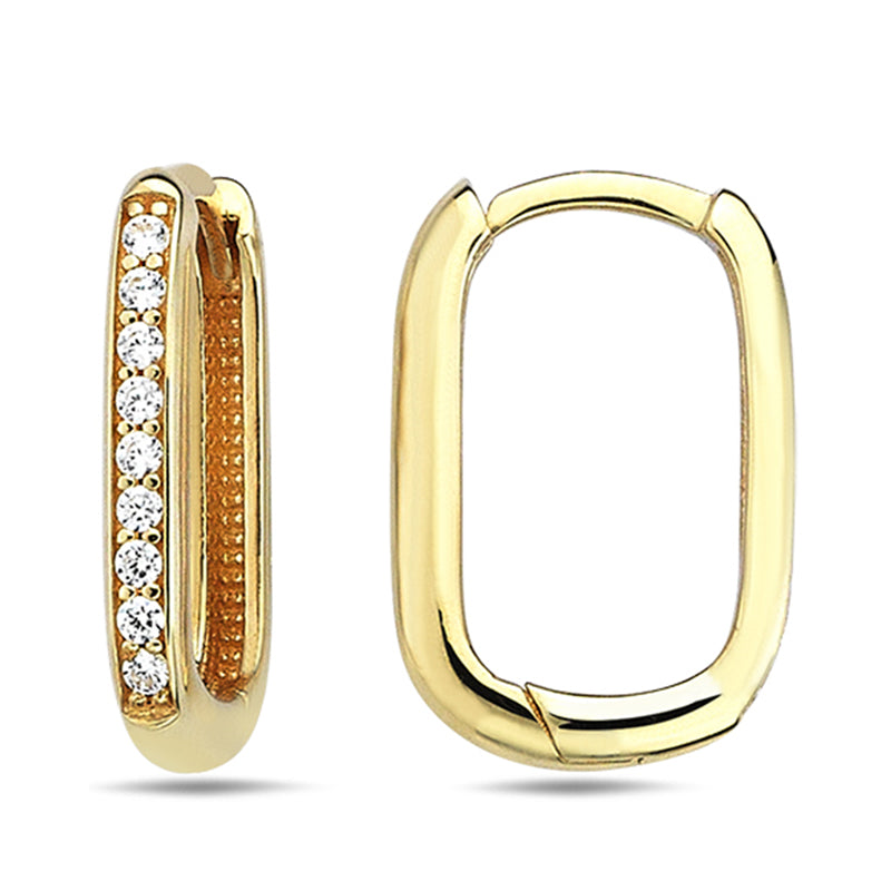 Rectangular Diamond Hoop Earrings