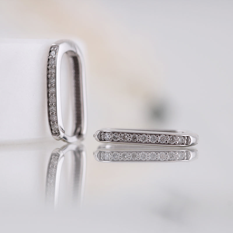 Rectangular Diamond Hoop Earrings