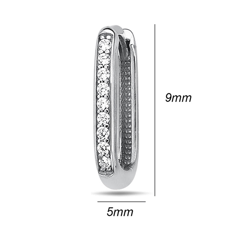 Rectangular Diamond Hoop Earrings