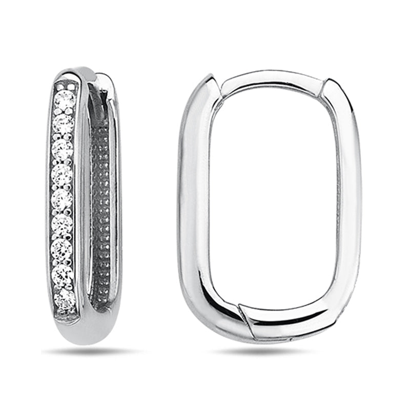 Rectangular Diamond Hoop Earrings