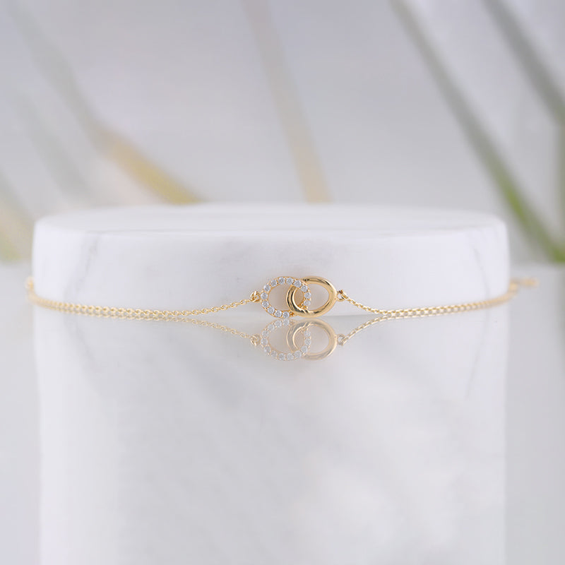 White Stone Interlocking Circle Bracelet