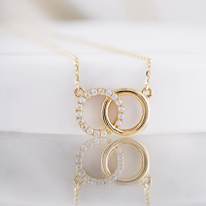 White Stone Interlocking Circle Necklace