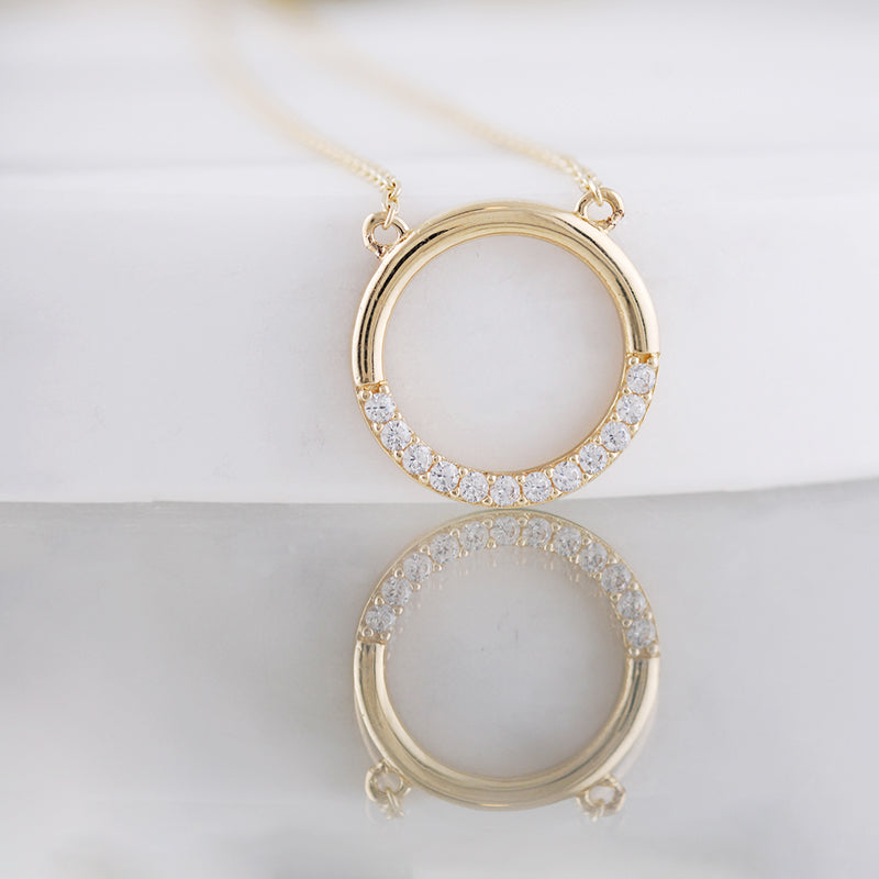 White Stone Circle Necklace