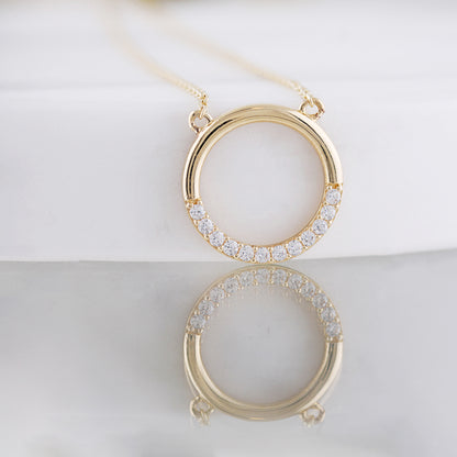 White Stone Circle Necklace