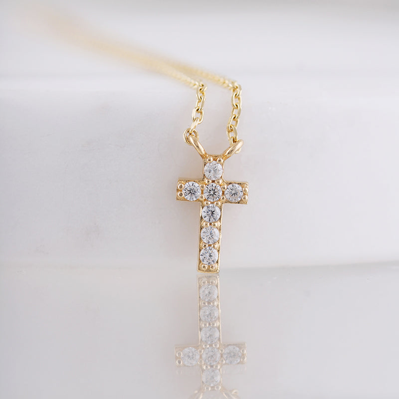 White Stone Cross Necklace