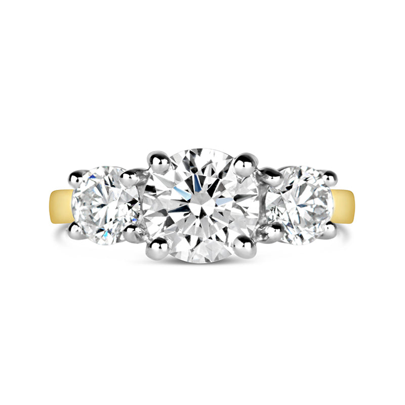 3 Stone Round Brilliant Solitaire Engagement Ring 2.48ct