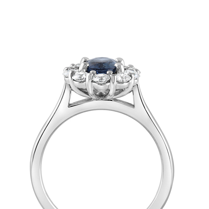 Oval Sapphire &amp; Diamond Cluster Ring