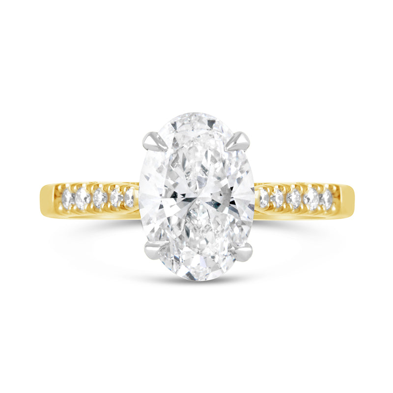 Oval Solitaire Diamond Shoulder Engagement Ring 2.18ct