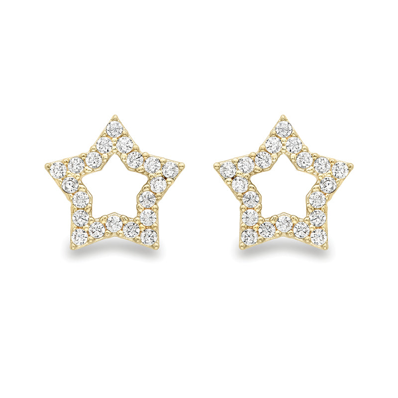 White Stone Star Stud Earrings