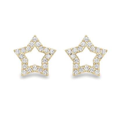 White Stone Star Stud Earrings