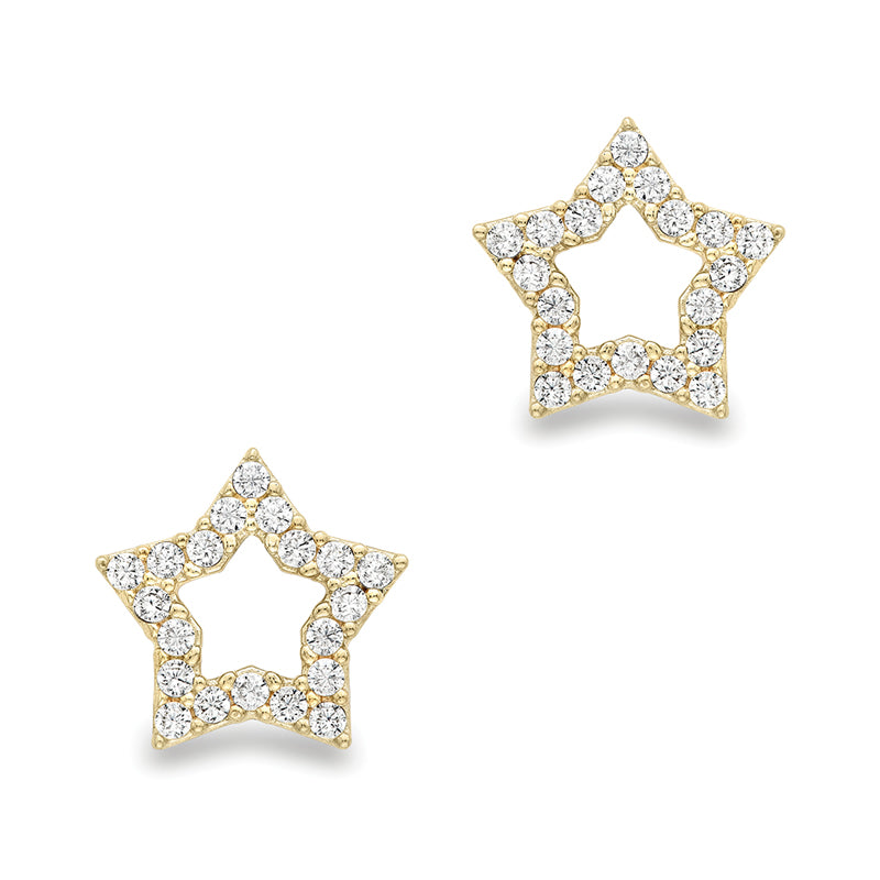 White Stone Star Stud Earrings