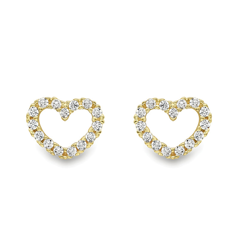 White Stone Heart Stud Earrings