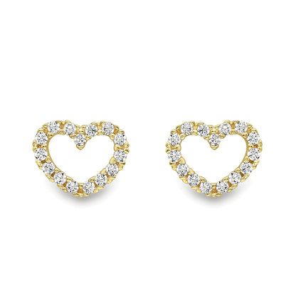 White Stone Heart Stud Earrings